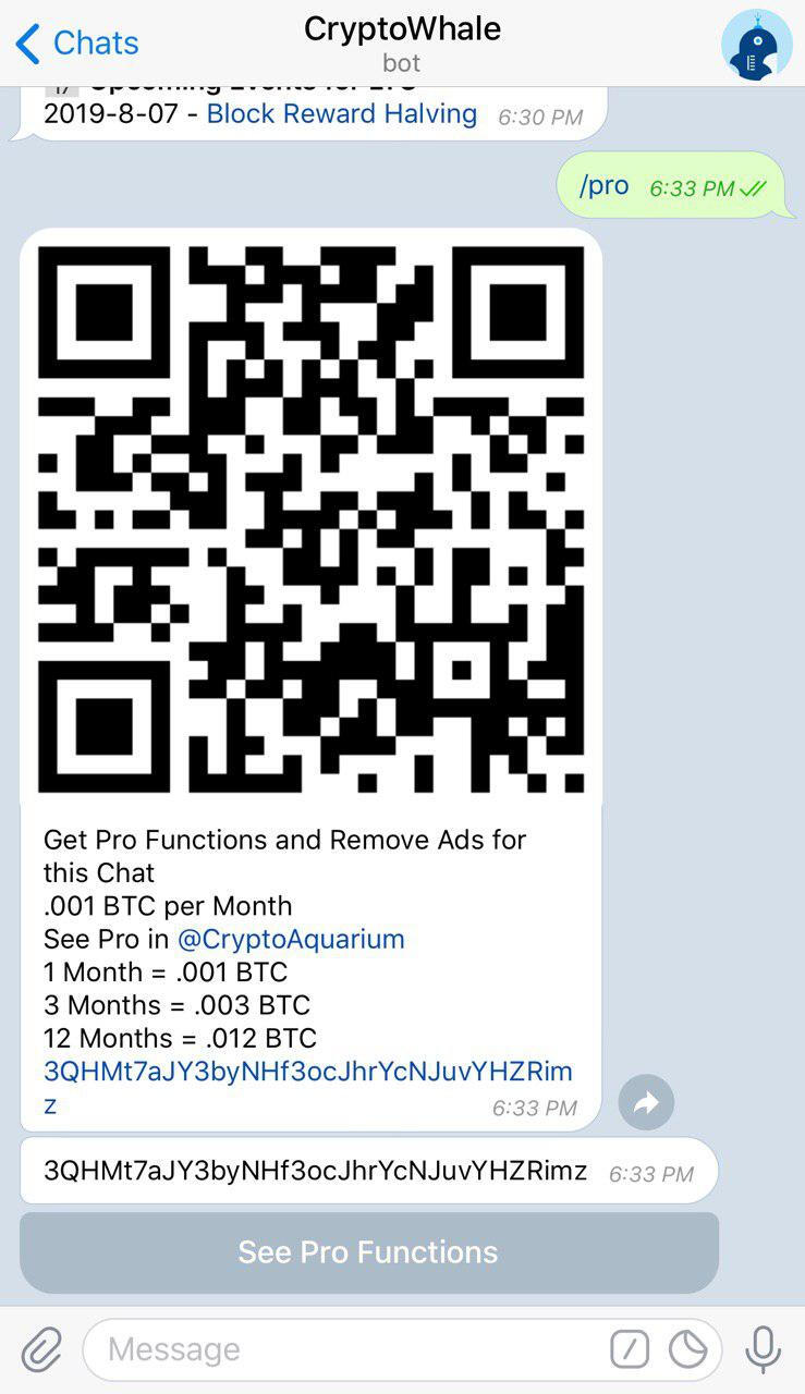 Crypto whale telegram как вывести курс биткоина на экран телефона